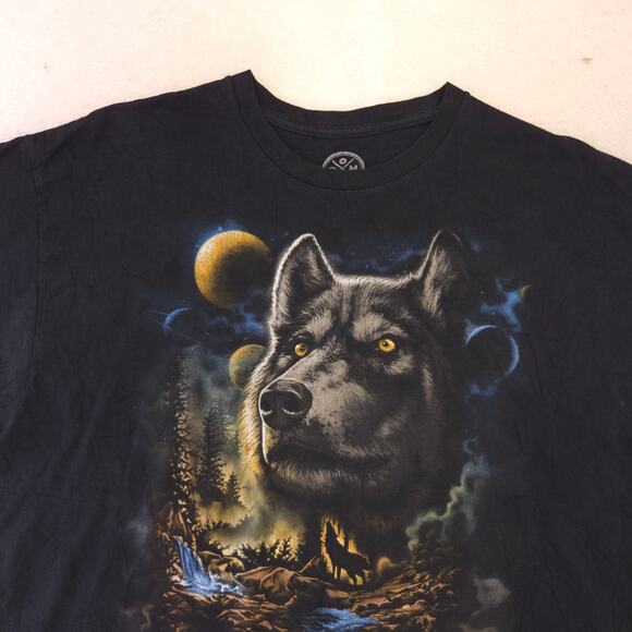 DOM Wolf Close Graphic Short Sleeve T Shirt Mens Size Extra Large XL Black - Picture 1 of 9